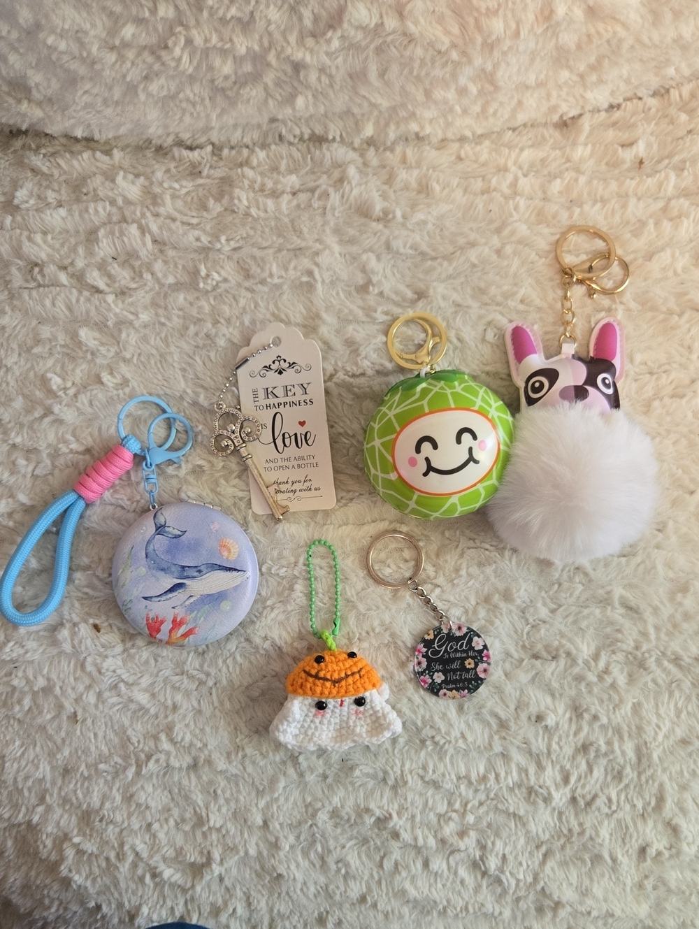 6 Keychain Or Charms For Your purse Bundle